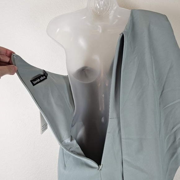 Lavish Alice One-Shoulder Cape Jumpsuit w/ Belt Modern Formal Evening Wear W6 - Picture 6 of 15